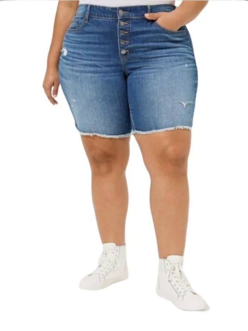 Torrid 10" Perfect Vintage Stretch Distressed Bermuda Short